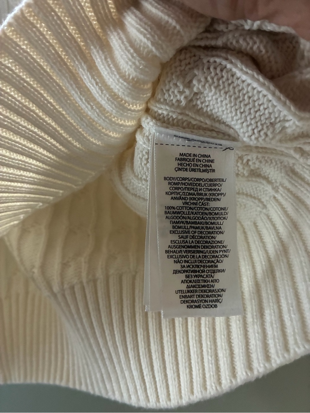 Polo by Ralph Lauren Cream Cable-Knit Crewneck Sweater, Boys XL 18-20 - Picture 6 of 6